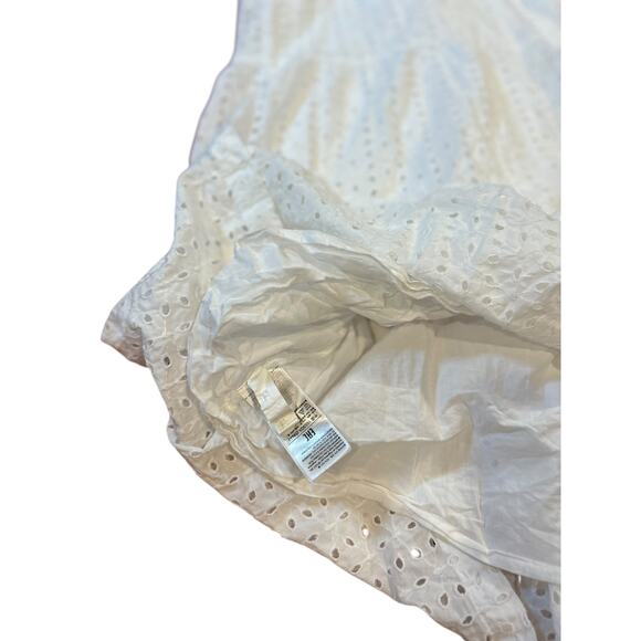 GAP White Apron Maxi Multitier Sun Dress Sundress Eyelet Cotton Women's 8 Tall - Picture 10 of 12